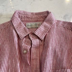 Zara boys light weight cotton striped shirt size 11/12
